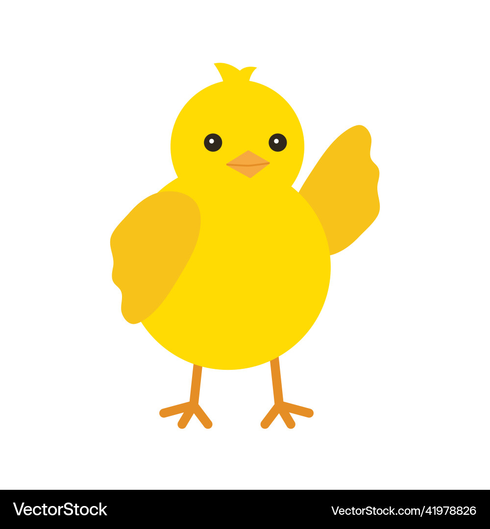 Cute yellow baby chicken wave hello for easter Cute yellow baby chicken wave hello for easter vector image
