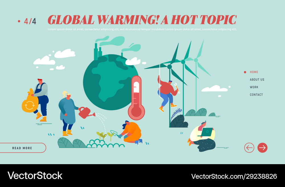 Global warming website landing page human Global warming website landing page human Vector Image