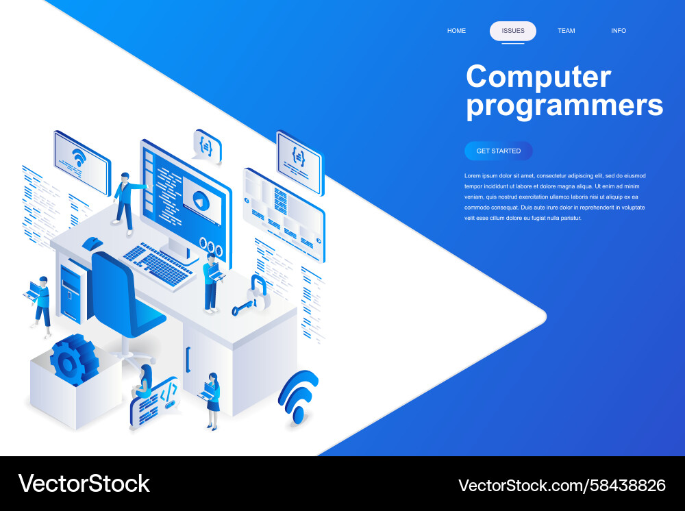 Modern Computer Programmers Isometric Vector Image
