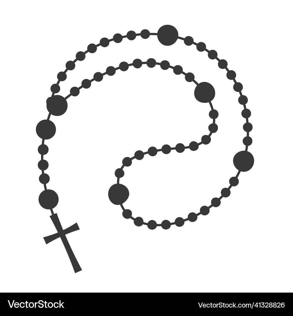 Rosary beads silhouette prayer jewelry Rosary beads silhouette prayer jewelry vector image