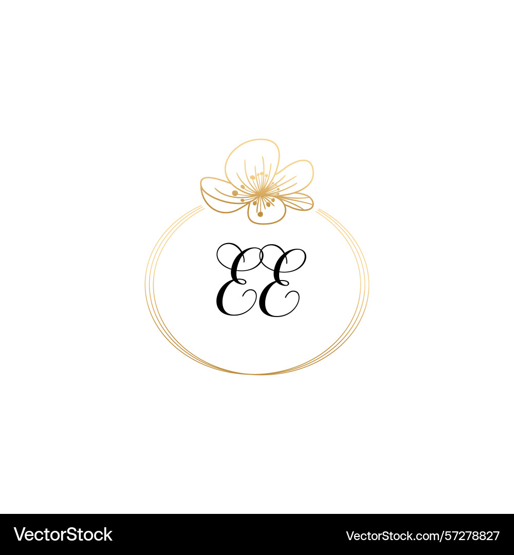 Botanical monogram logos with initial ee Botanical monogram logos with initial ee Vector Image