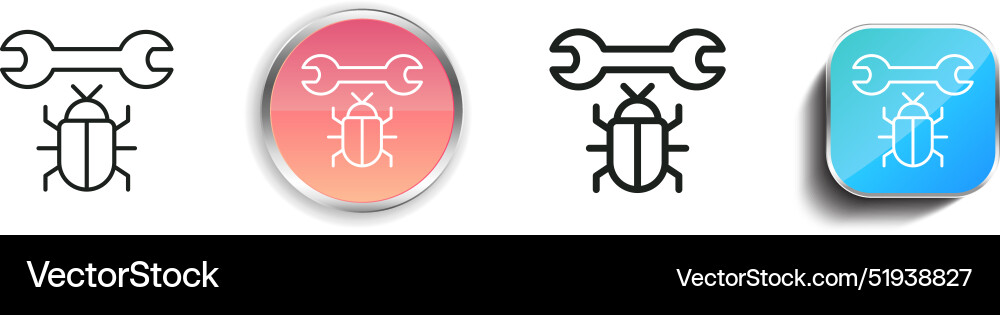 Bug icon thin linear regular and button style vector image