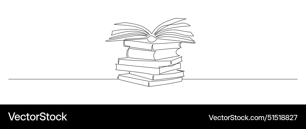 Continuous Line Stack of Books vector image