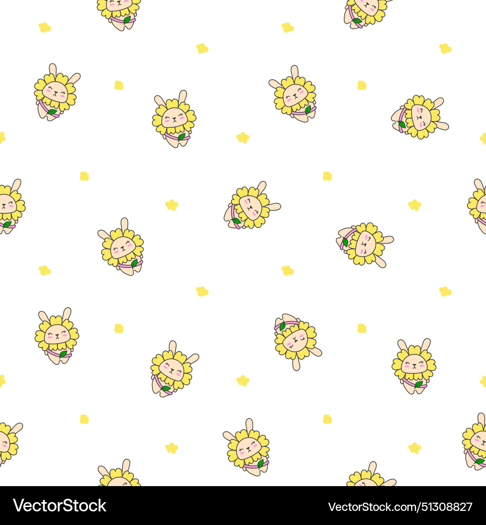 Cute kawaii rabbit with bag seamless pattern Vector Image