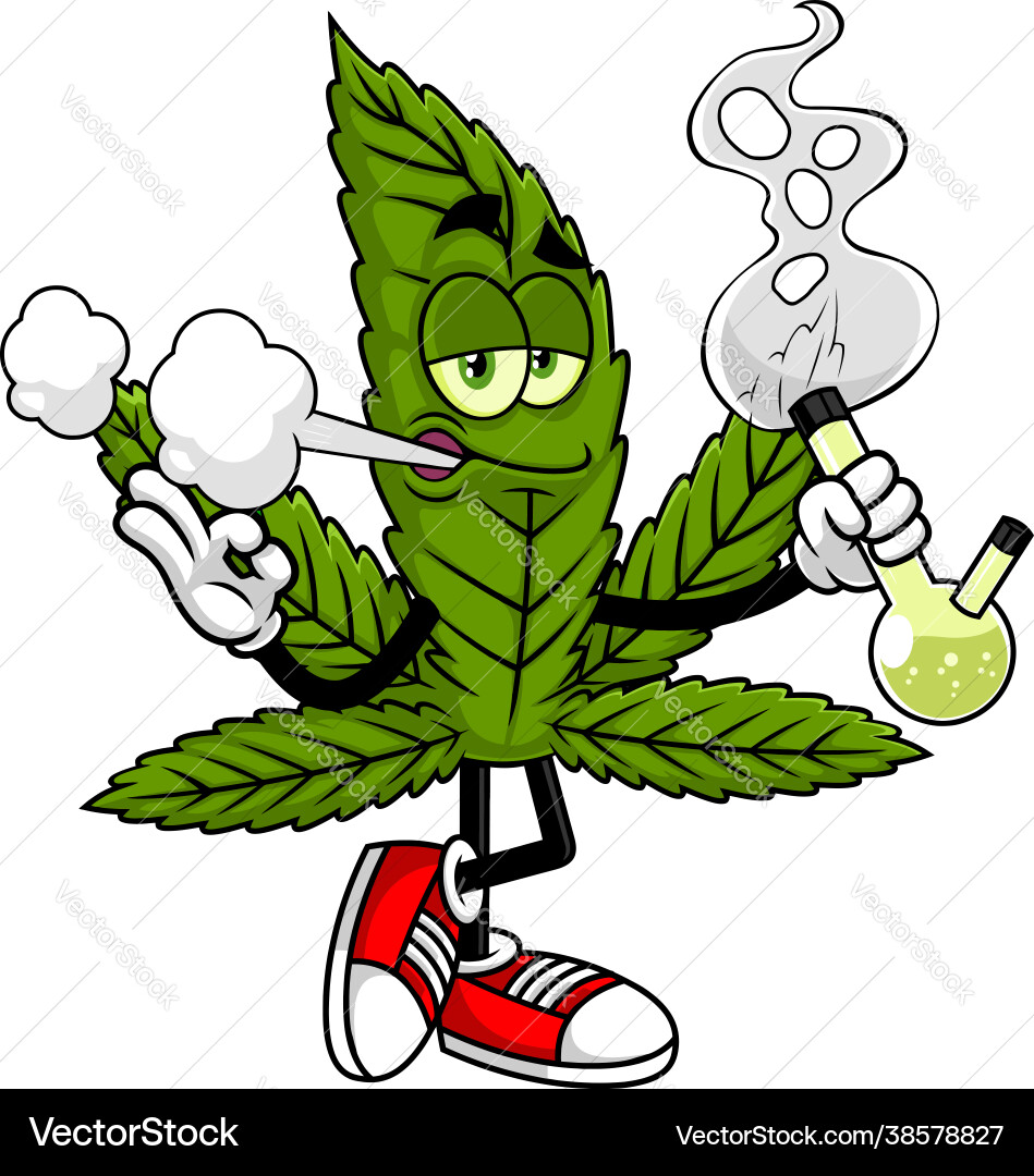Funny marijuana leaf cartoon character Funny marijuana leaf cartoon character vector image