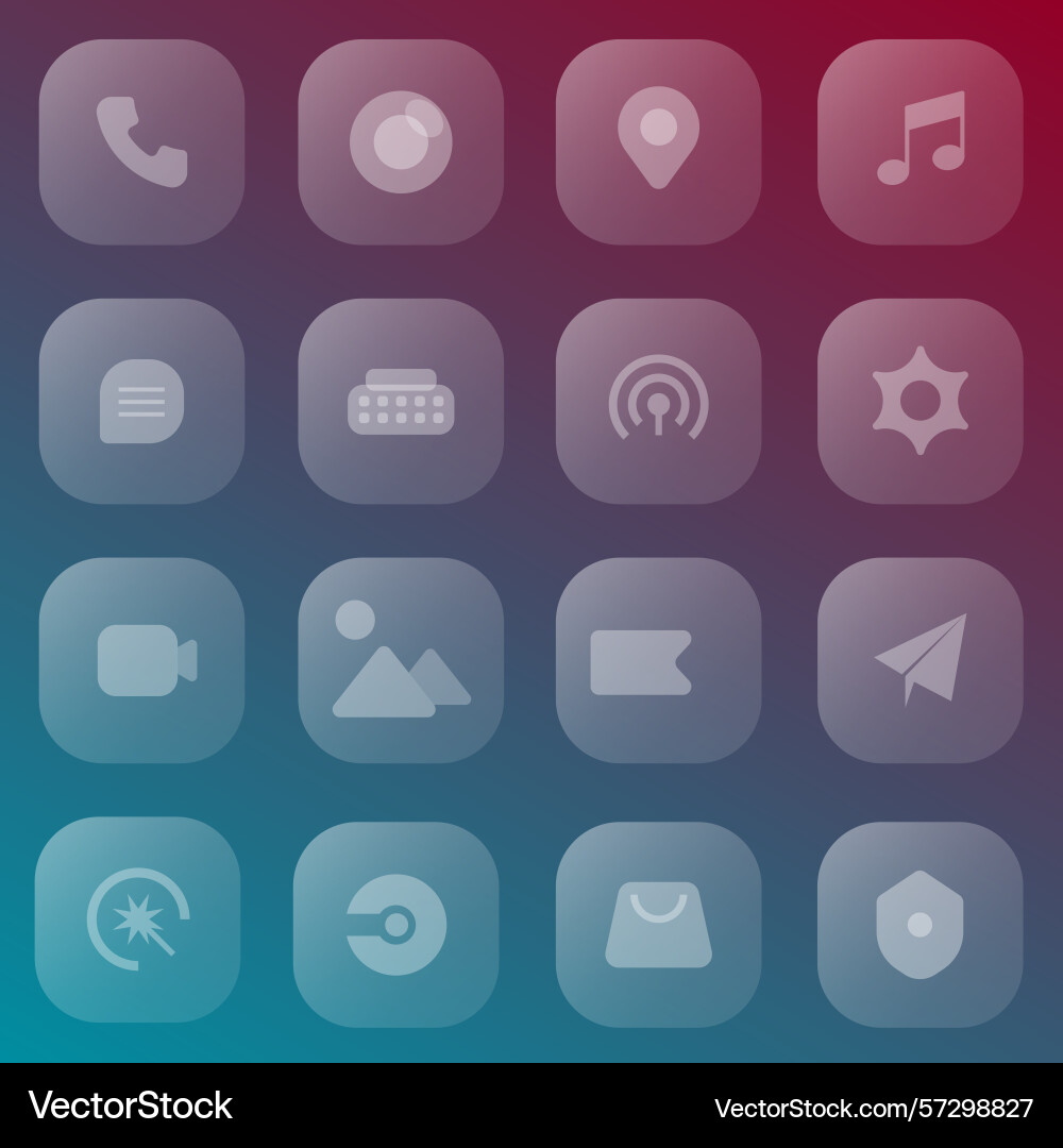Gradient app icon set for mobile ui and ux design vector image