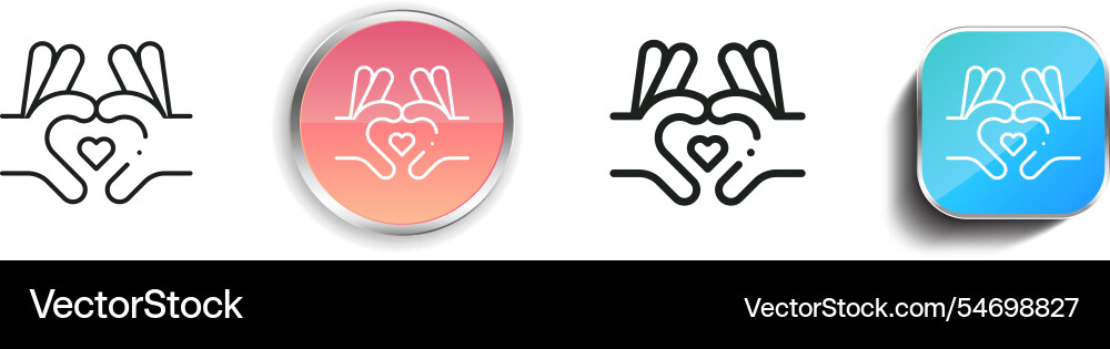 Heart icon thin linear regular and button style vector image