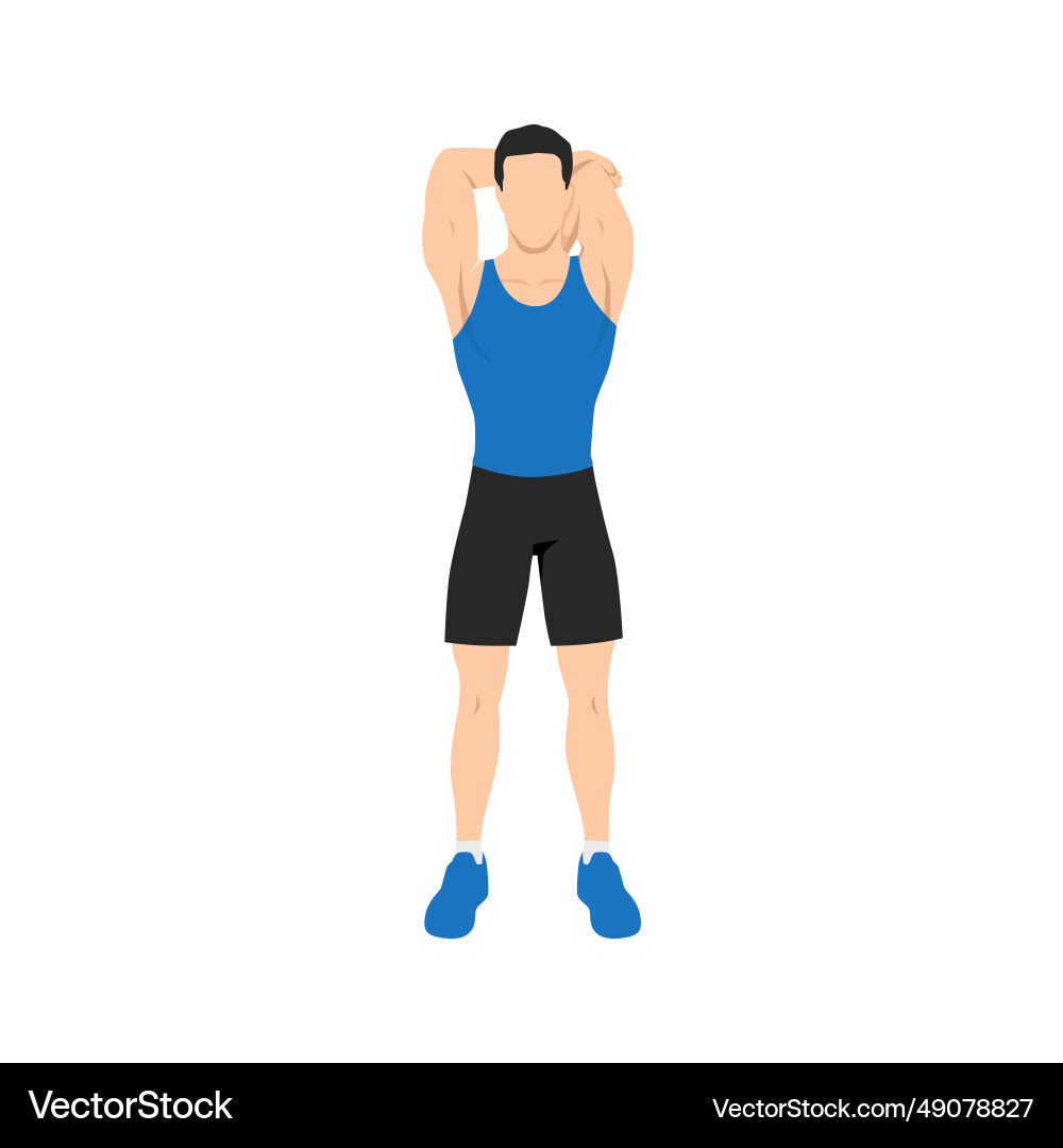 Man doing overhead triceps stretch exercise Man doing overhead triceps stretch exercise vector image