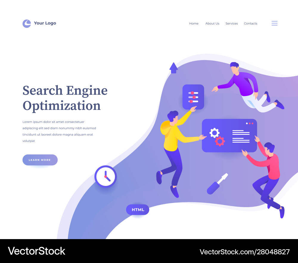 Search engine optimization concept workflow flying Search engine optimization concept workflow flying vector image