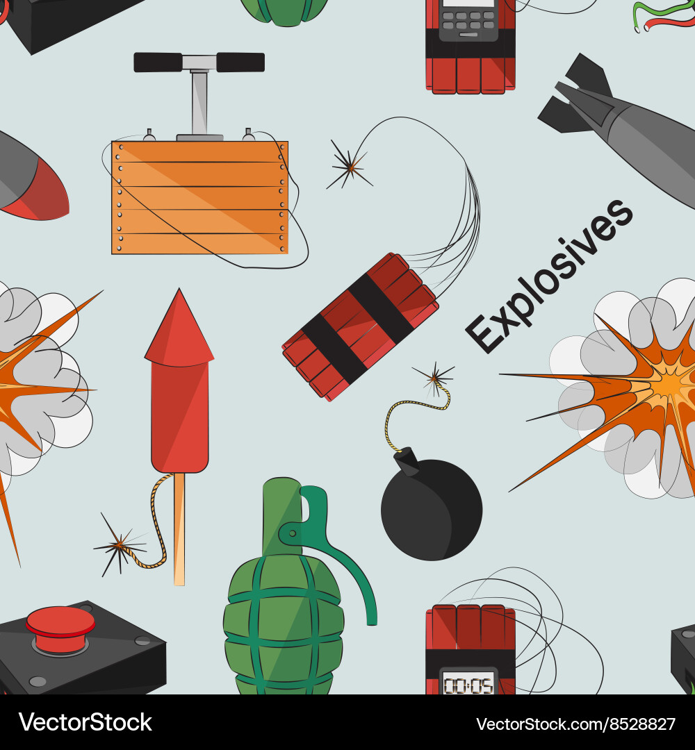 Set of bombs explosives pattern vector image
