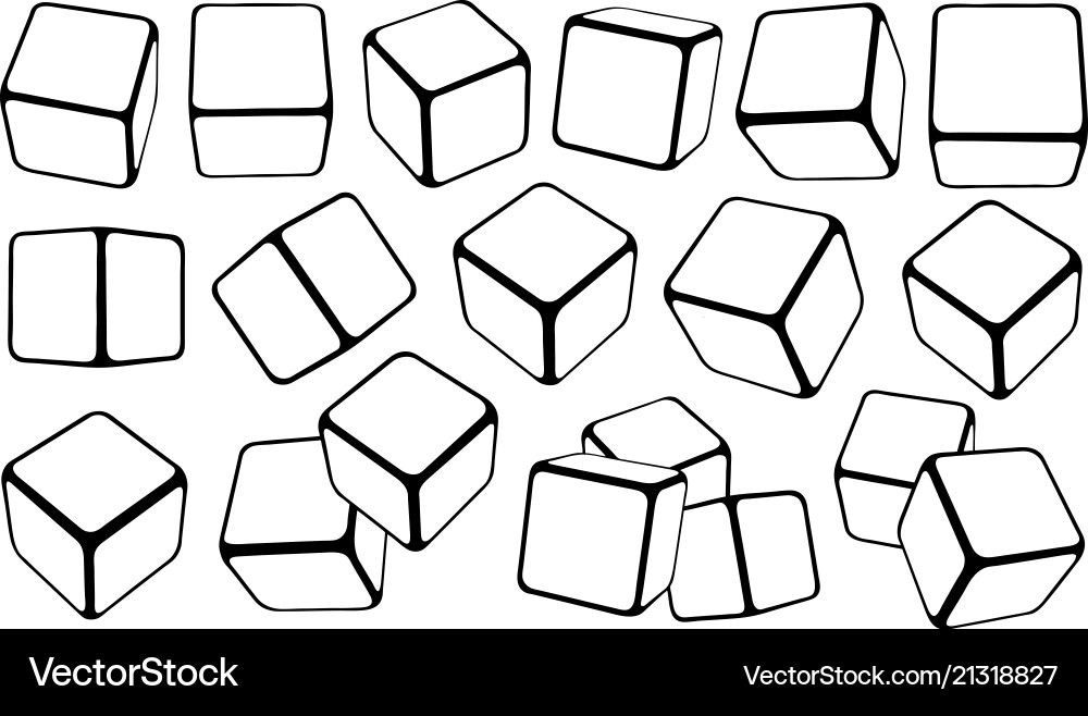 Set of cubes in different positions vector image