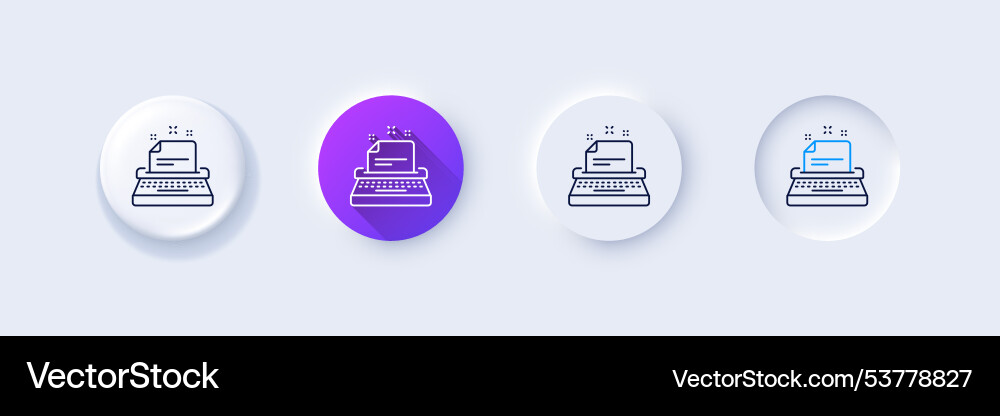Typewriter line icon documentation sign Vector Image
