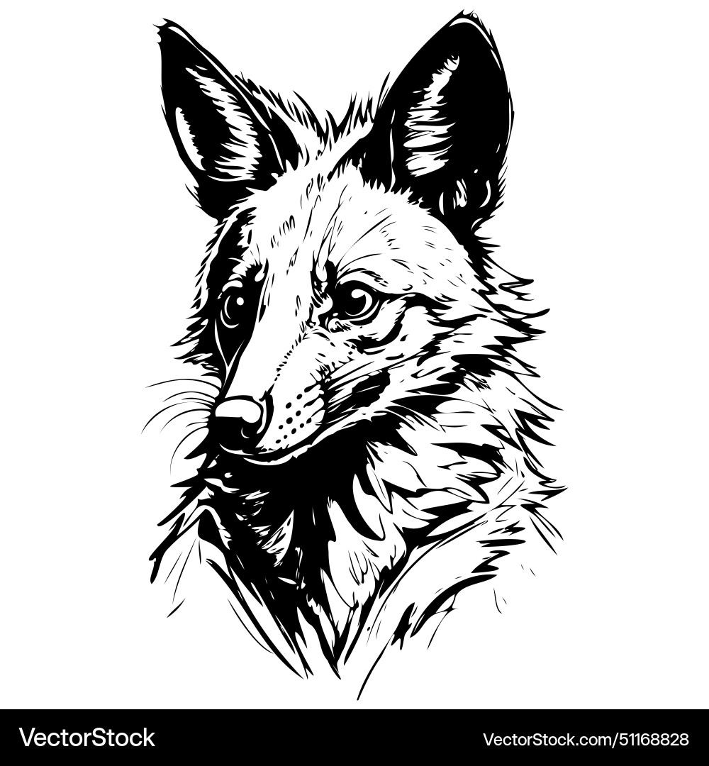 Aardwolf portrait engrave hand drawn animal Vector Image