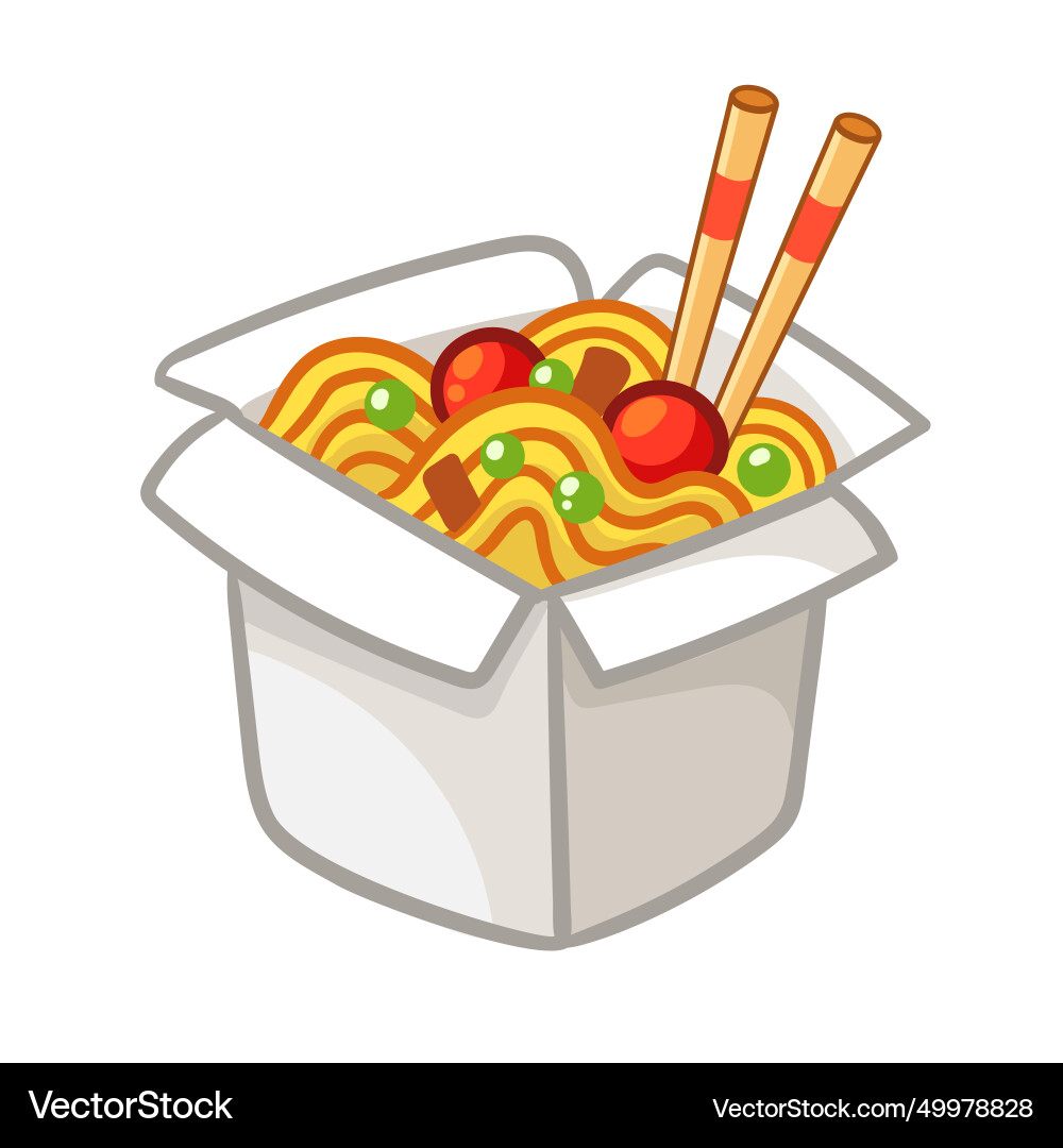 Cartoon Wok Box with Noodles – Royalty-Free Vector | VectorStock, image size:1000x1080