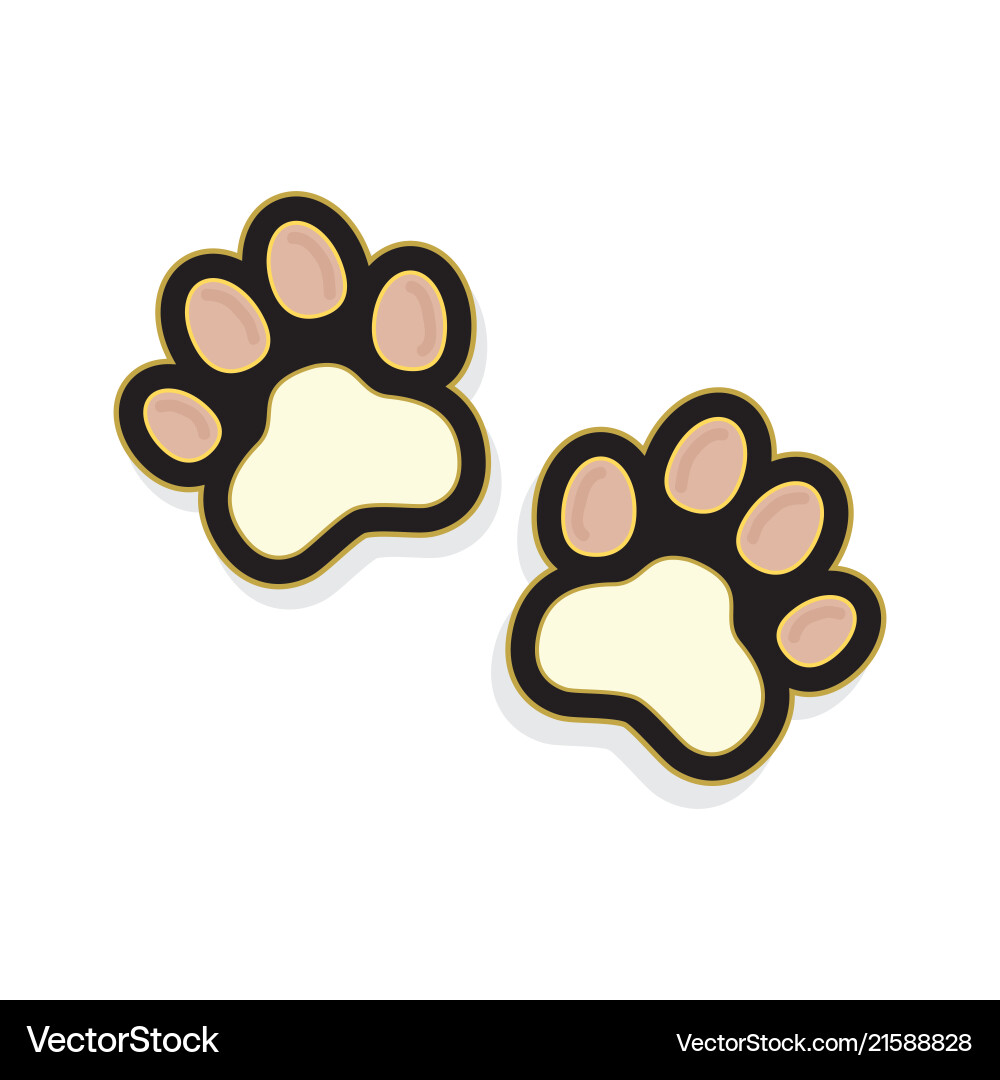 Cute pinky pair cat paws foot print sticker icon vector image