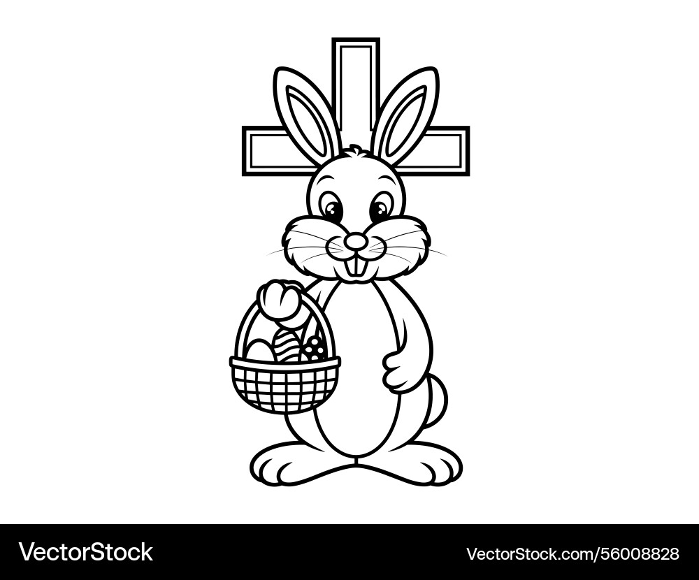 Easter bunny cross line art christian rabbit Vector Image