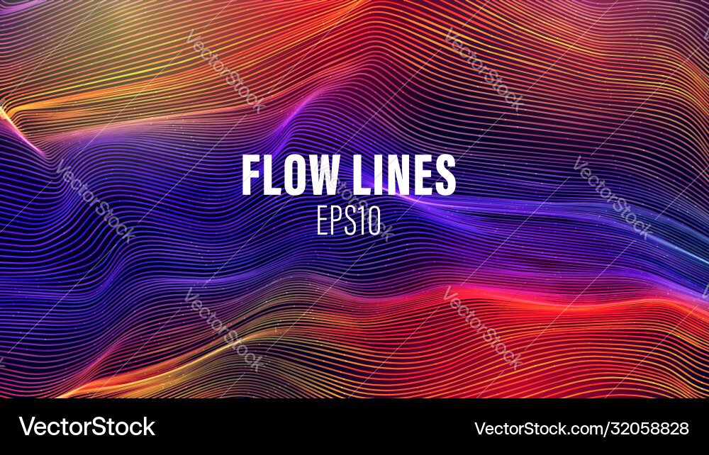 Flow lines array wave color Flow lines array wave color vector image