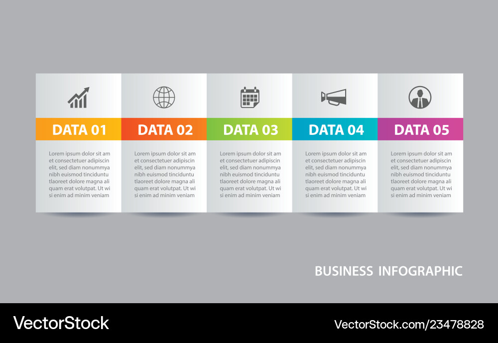 Infographics tab in horizontal paper index with 5 vector image