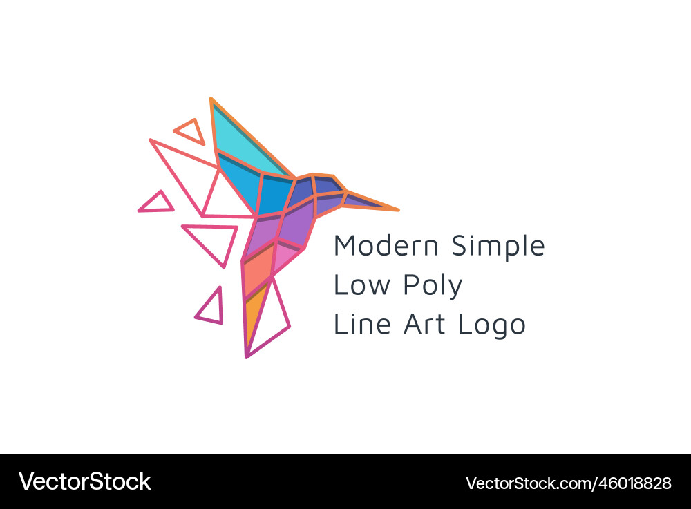 Low poly colorful polygon hummingbird bird logo Low poly colorful polygon hummingbird bird logo vector image