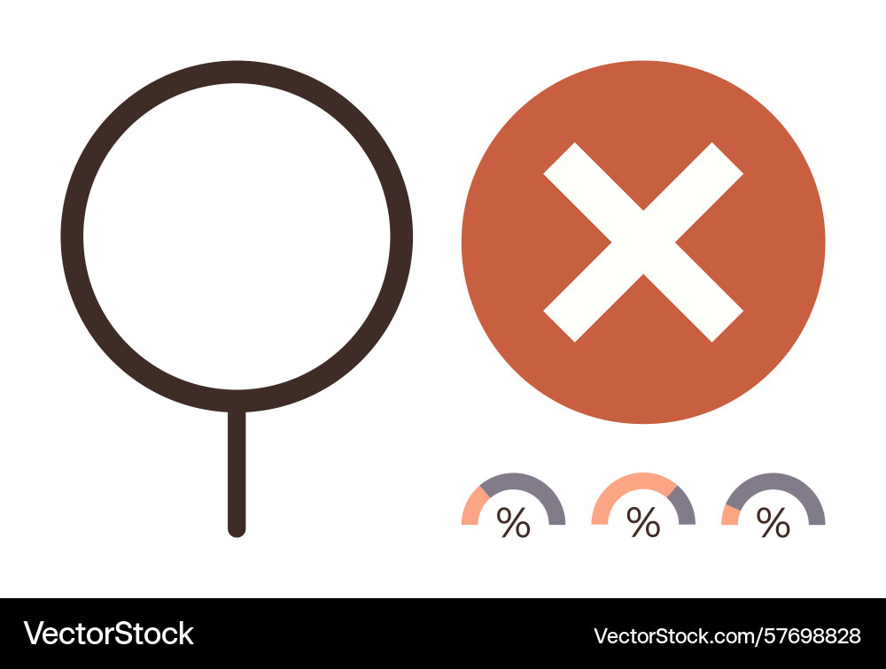 Magnifying glass and error icon with data Magnifying glass and error icon with data vector image