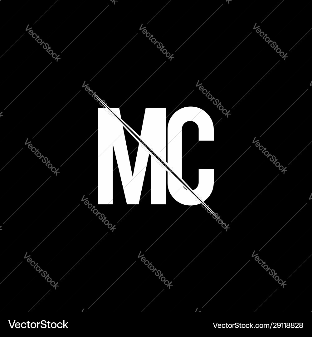 Mc logo monogram with slash style design template vector image