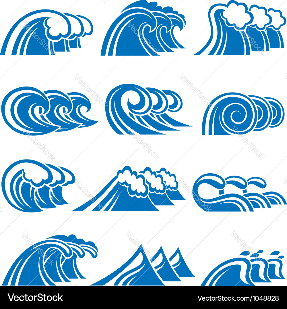 Ocean Wave Collection Vector Image