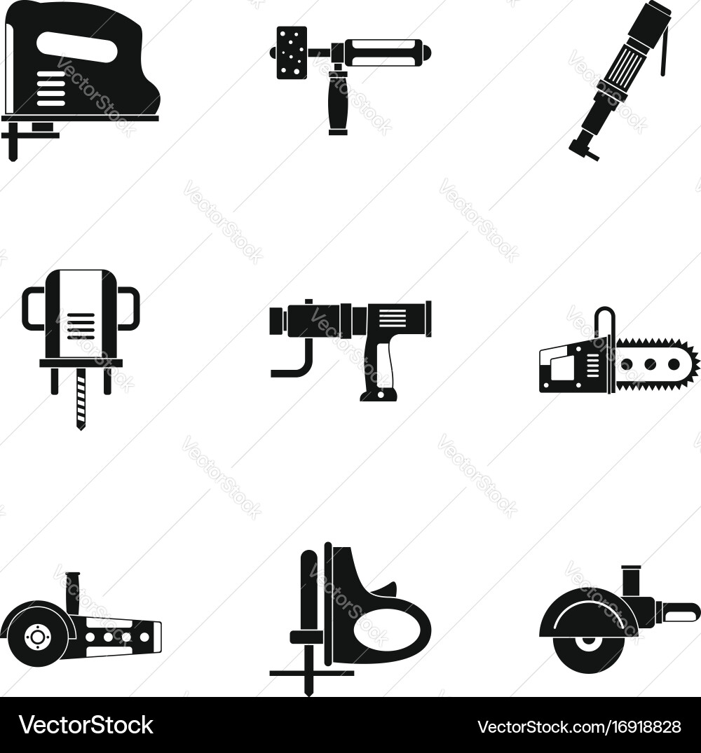 Power tool icon set simple style Vector Image