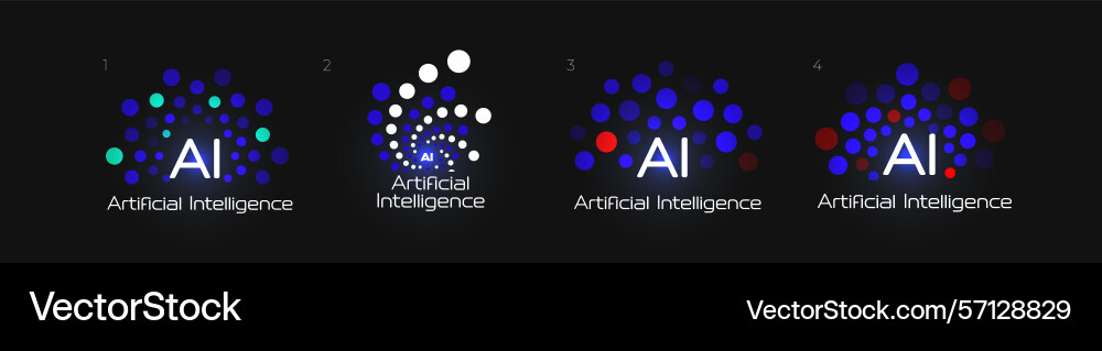 Ai logo with modern neural pattern and glowing Ai logo with modern neural pattern and glowing vector image
