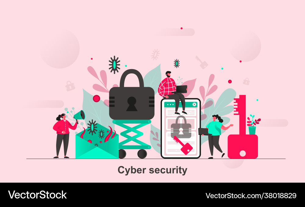 Cyber security web design in flat style digital Cyber security web design in flat style digital vector image