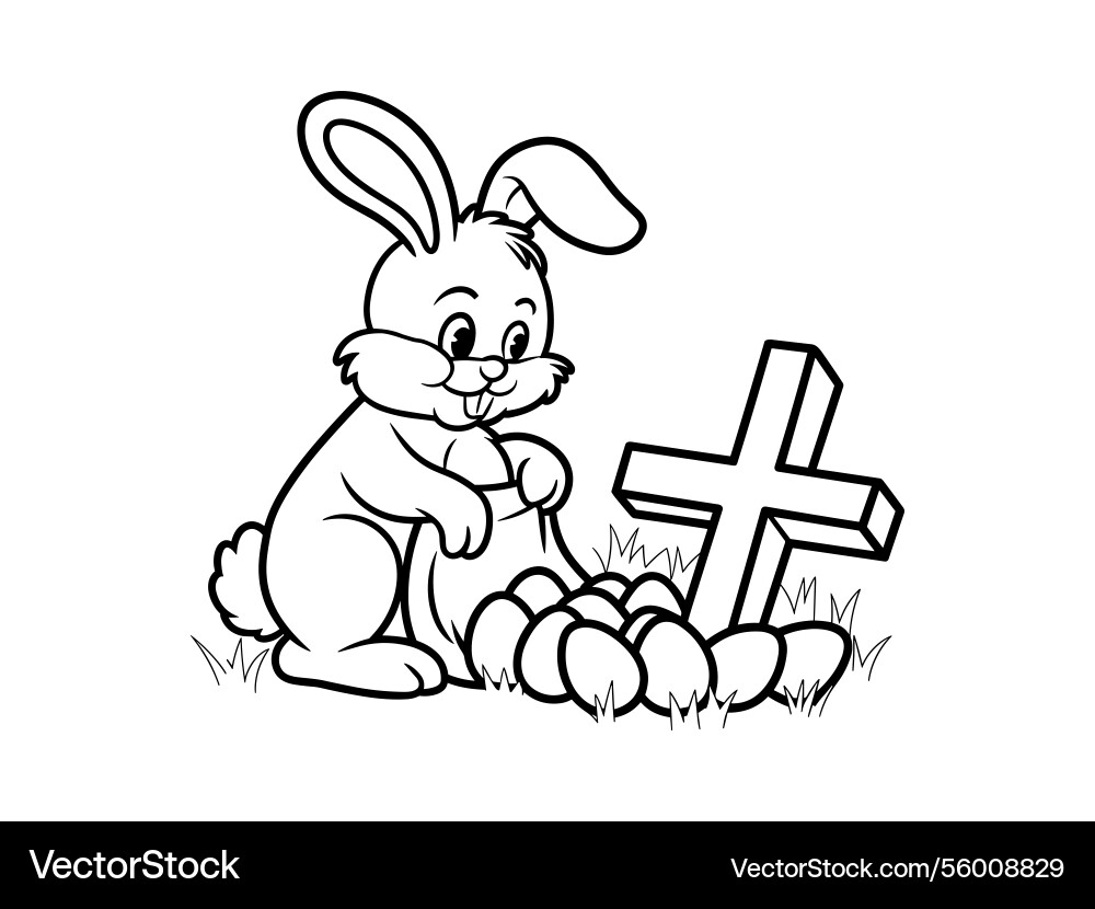 Easter bunny cross line art christian rabbit Vector Image