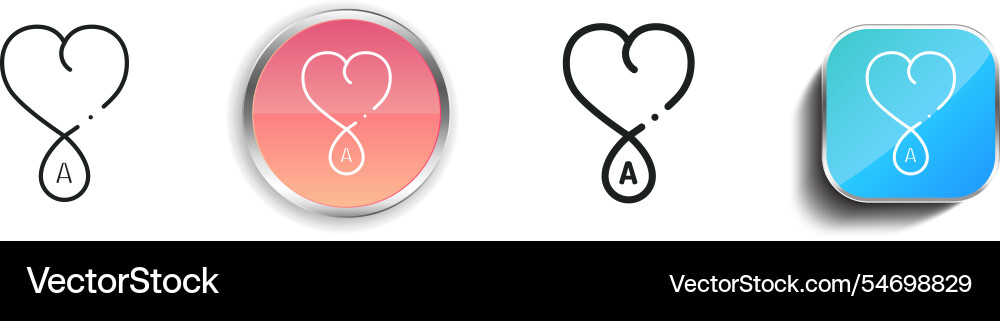 Heart icon thin linear regular and button style vector image