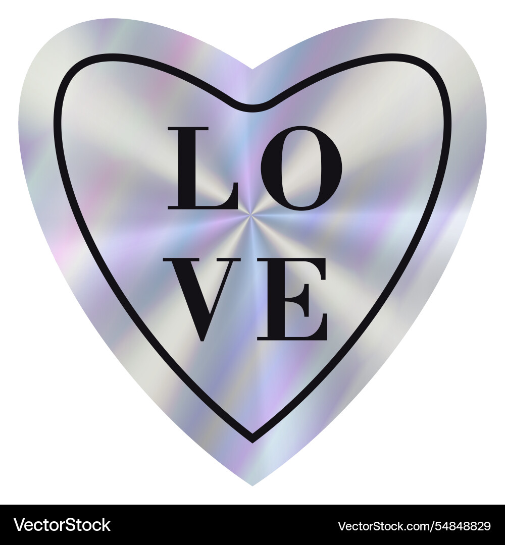 Hologram heart label in retro style simple Vector Image