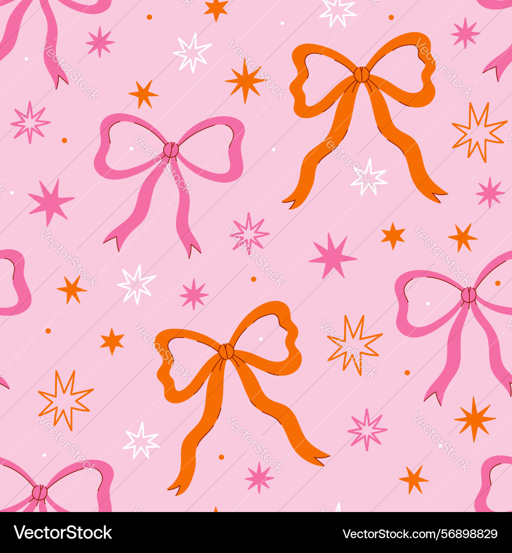 Seamless pattern with bows and stars image Seamless pattern with bows and stars image vector image