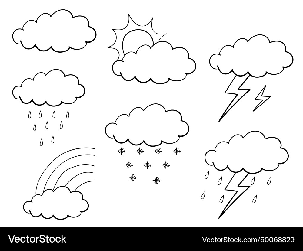 Set of weather conditions clouds with lightning Vector Image
