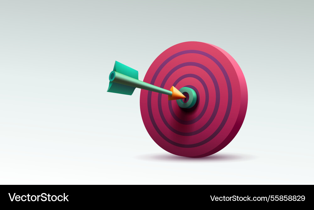 Target and arrow 3d object on white background Target and arrow 3d object on white background vector image