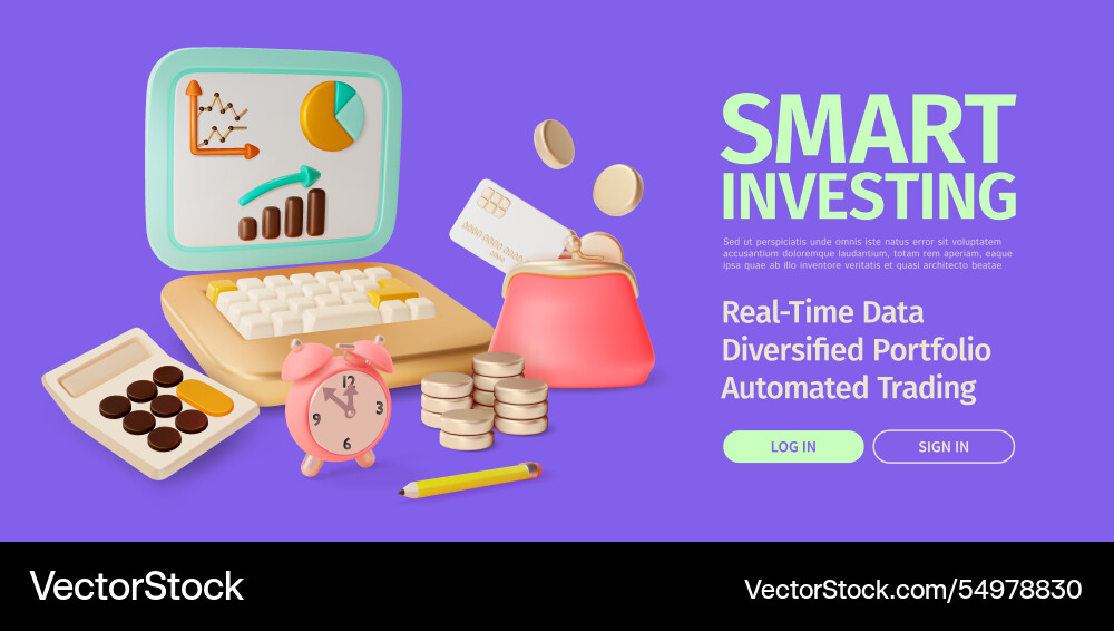 3d smart investing financial and banking services 3d smart investing financial and banking services vector image