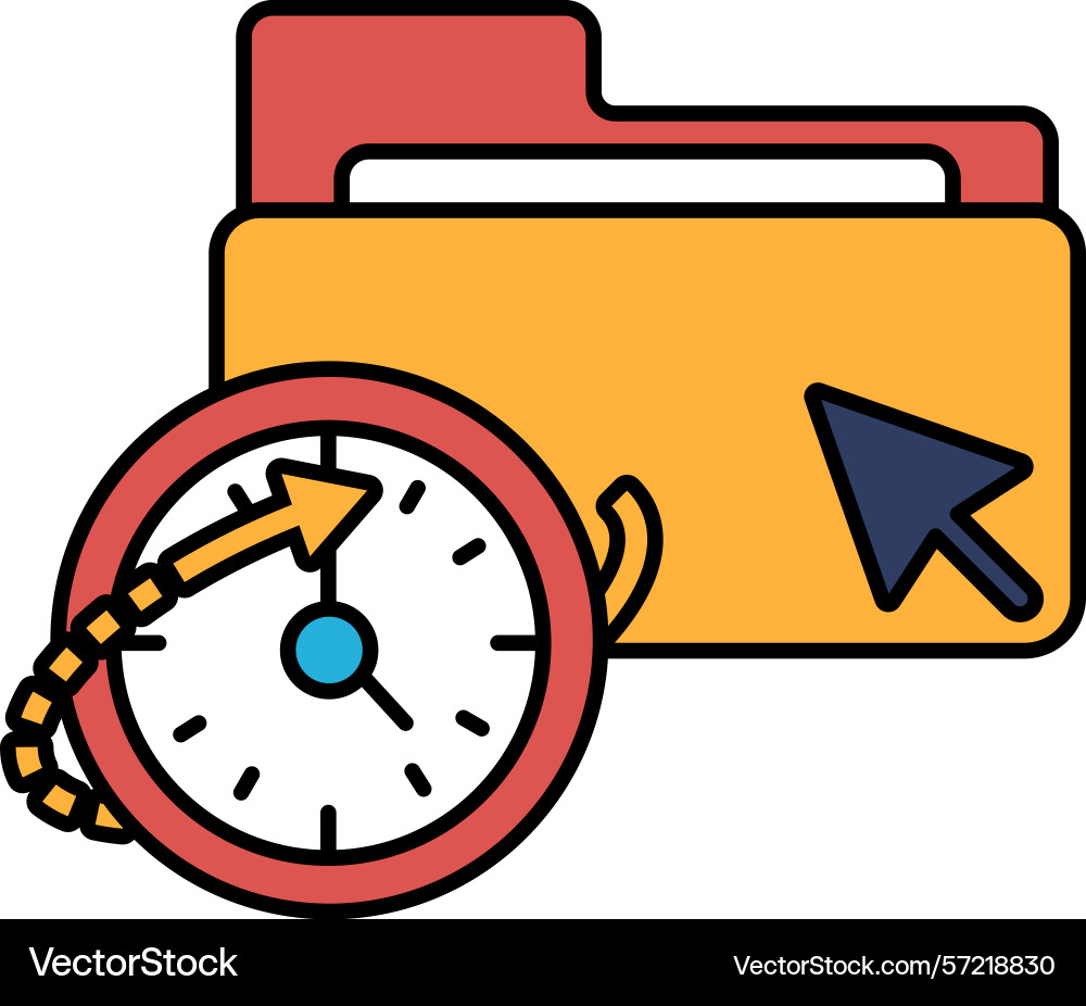 A yellow folder with red arrow pointing vector image