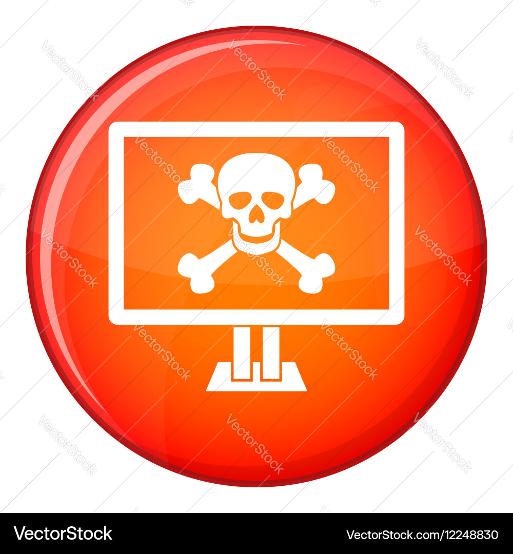 Computer monitor with a skull and bones icon Vector Image