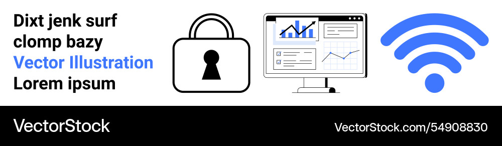 Data security and analytics with lock icon graphs Data security and analytics with lock icon graphs vector image
