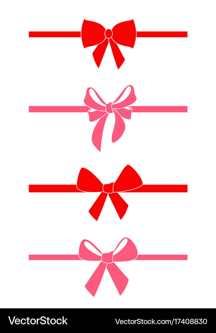 Red Bows Set Vector Image