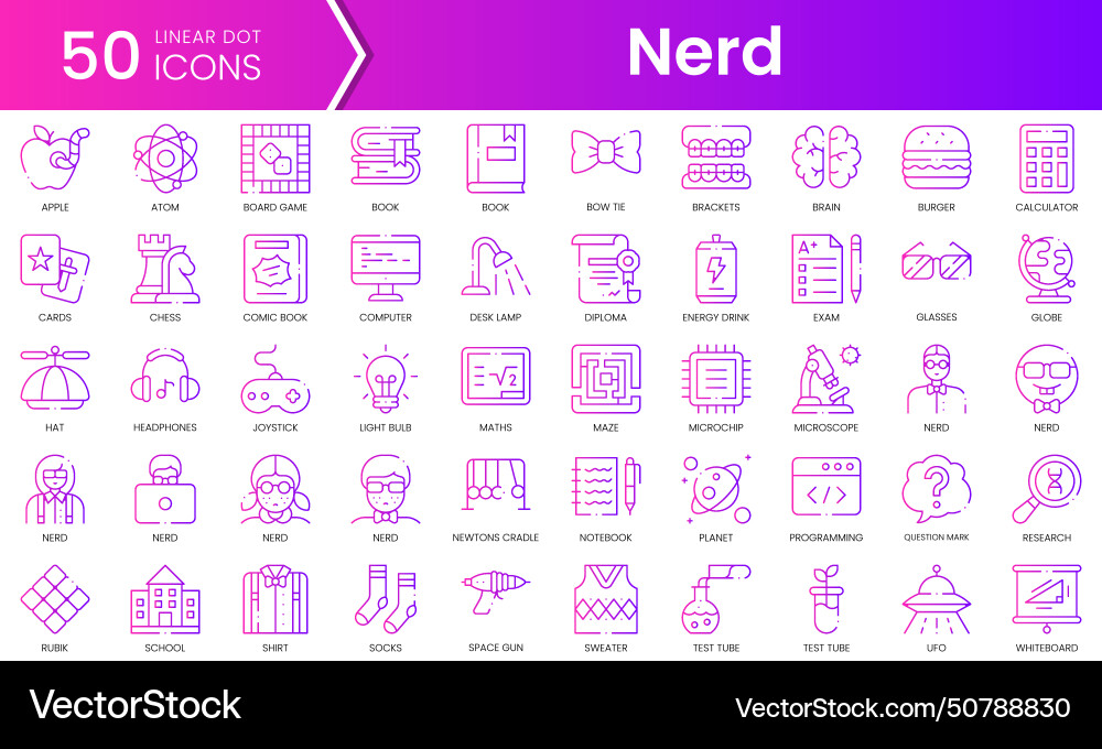 Set of nerd icons gradient style icon bundle Set of nerd icons gradient style icon bundle vector image