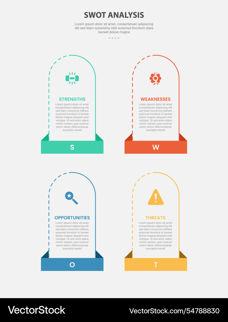Swot-Analyse infographischer Umrissstil mit 4 Swot-Analyse infographischer Umrissstil mit 4 vektorbild