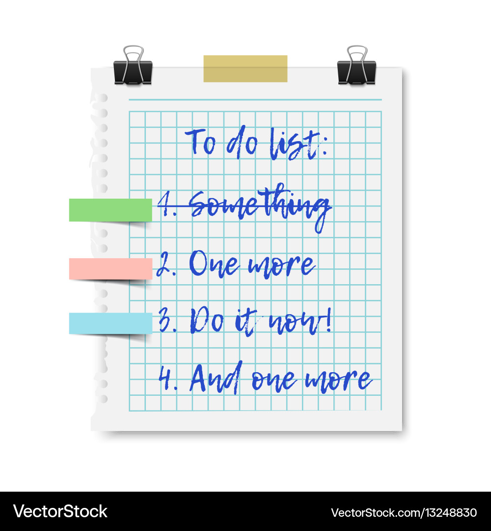 To do list on a notepad paper vector image