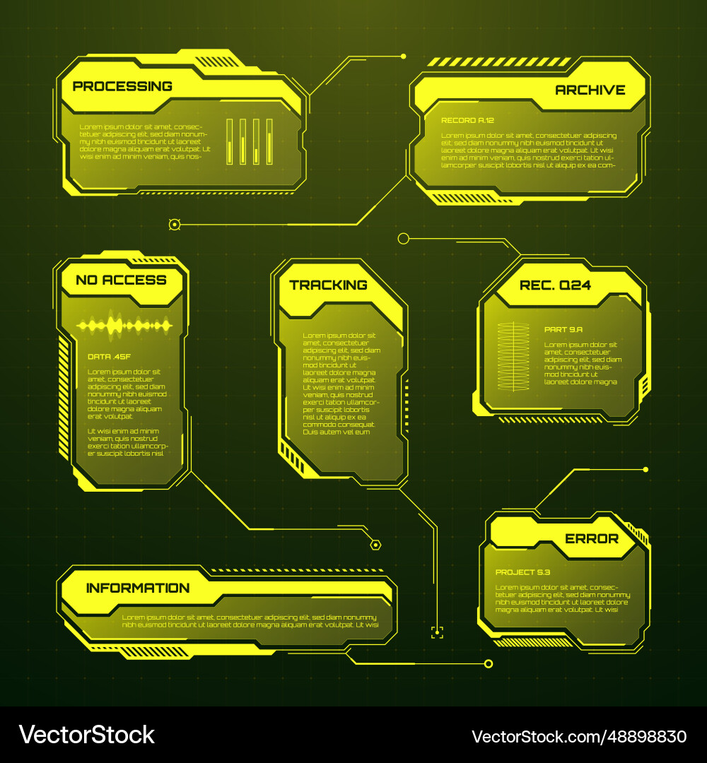 Yellow futuristic hud ui elements sci-fi user Vector Image