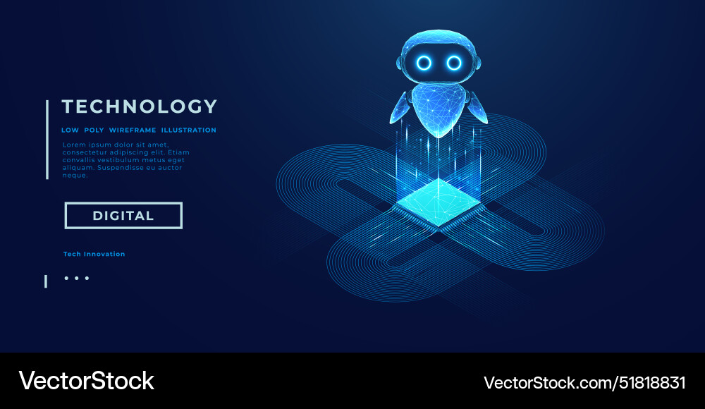 3D AI Robot Circuit Blueprint Vector Image