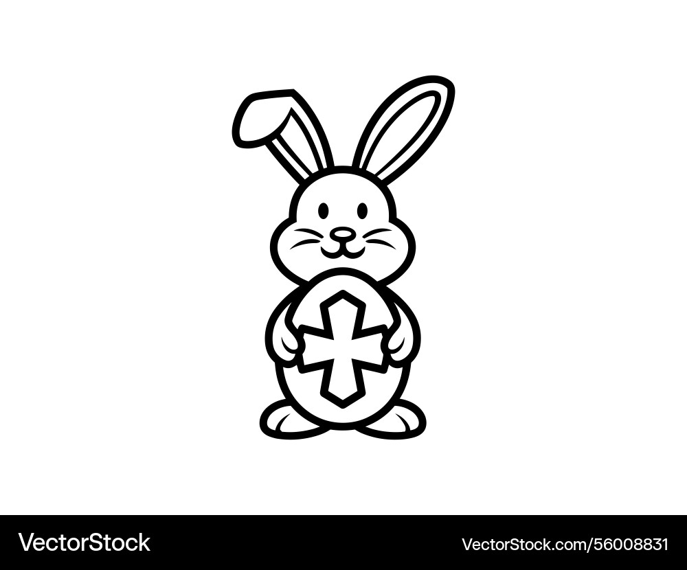 Easter bunny cross line art christian rabbit Vector Image