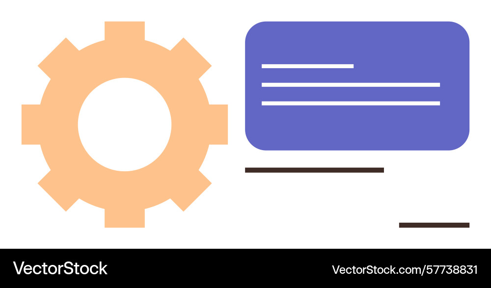 Getriebe und Textfeld für den Workflow-Prozess Vektorbild