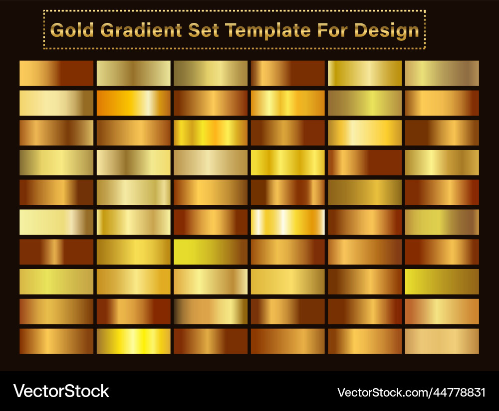 Golden gradient pattern or template set Golden gradient pattern or template set vector image