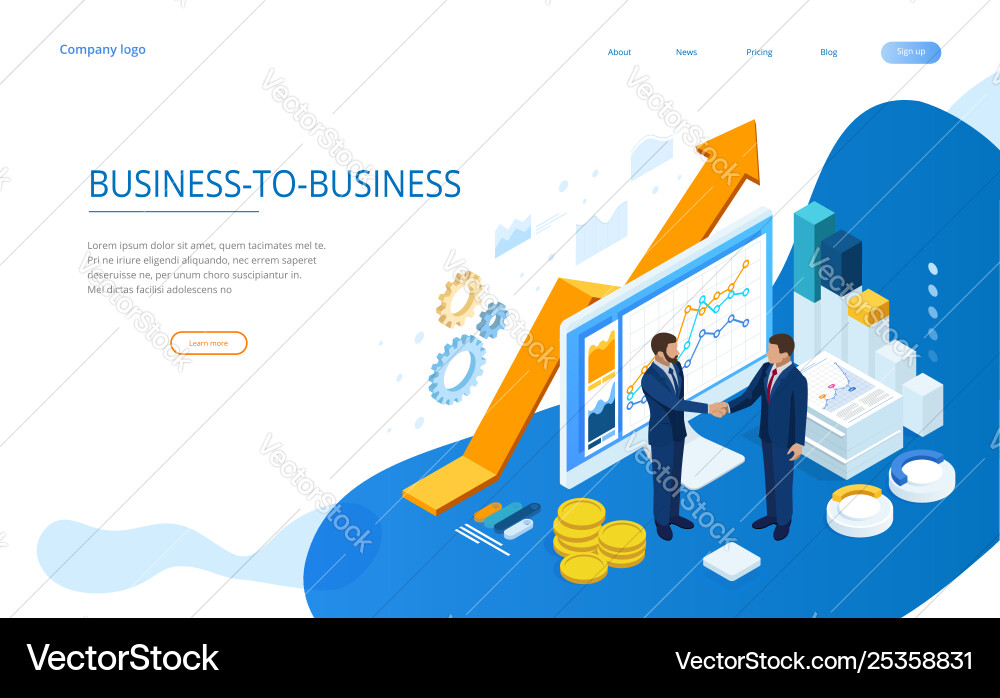 Isometric business-to-business sales businessmen Isometric business-to-business sales businessmen vector image