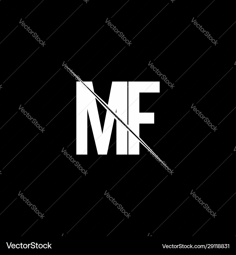 Mf logo monogram with slash style design template Vector Image
